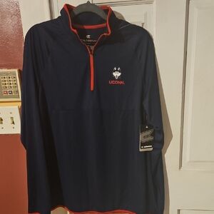 Colosseum Navy and Red UConn Pullover